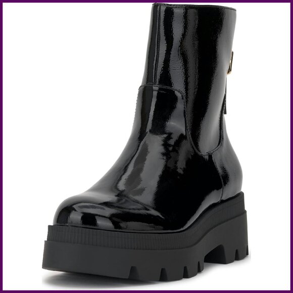 Platform Booties Faux Leather Ankle Boots Size Available